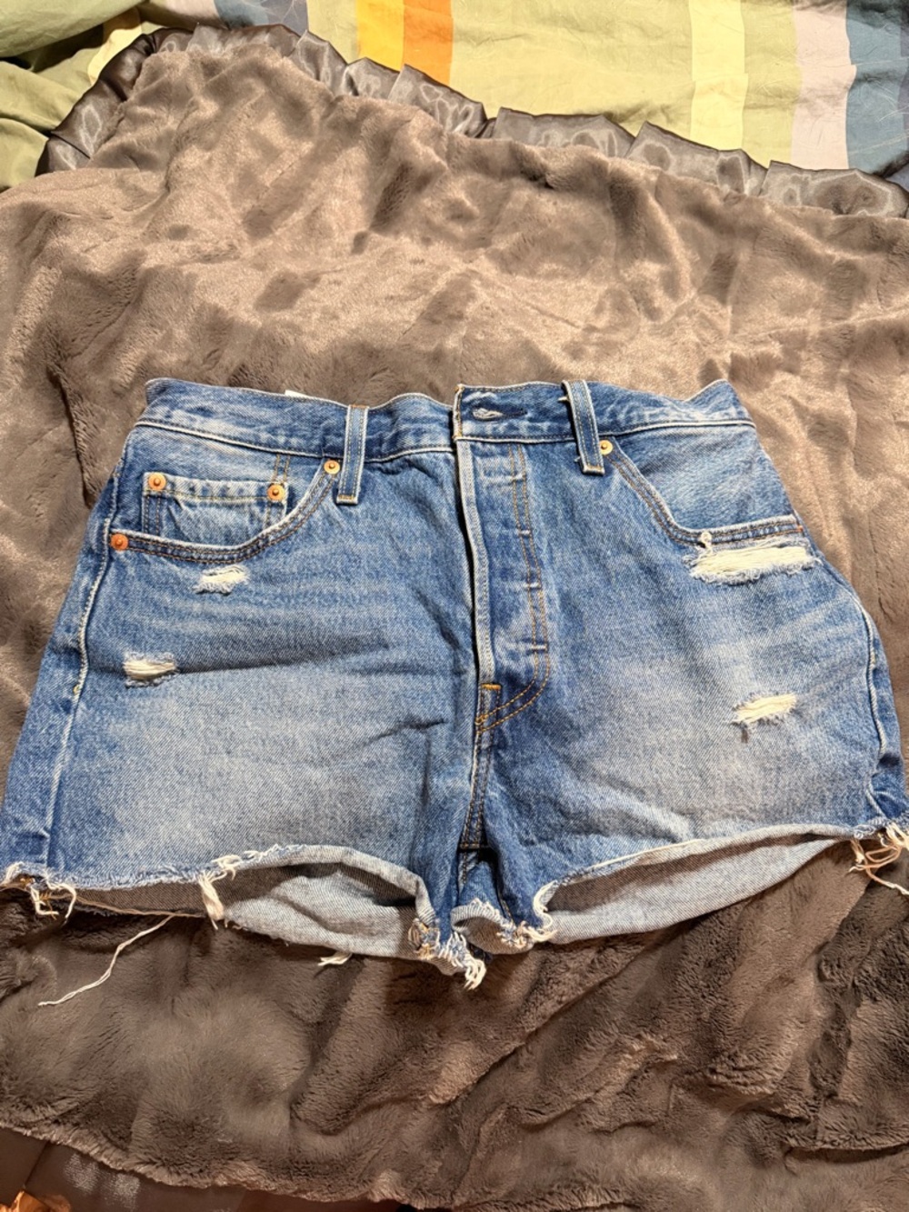 Levi's Light Blue Distressed Denim Shorts